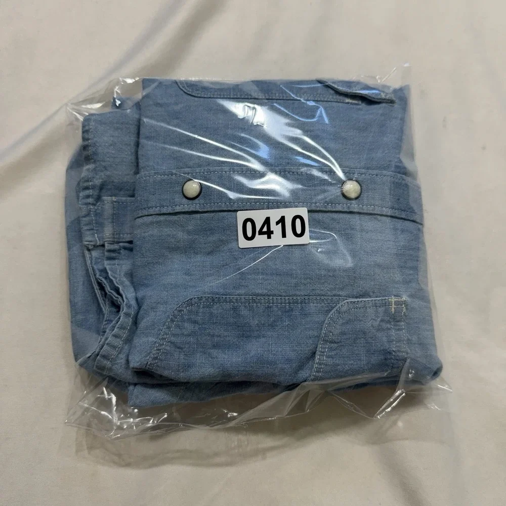 Lucky Brand Western Snap Shirt Mens Medium Blue Chambray Linen Blend M - Picture 13 of 13